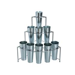 Atmosphera Etagère Présentoir pour fleurs en zinc avec 9 cache-pots - argenté 3560239428701_0