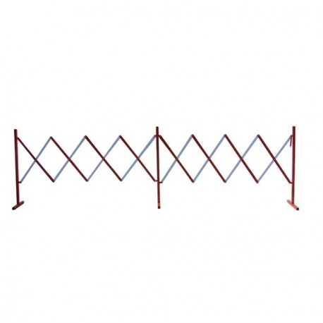 Barrière extensible en acier - 4 m - Rouge et blanc - Hauteur 0,94 m_0