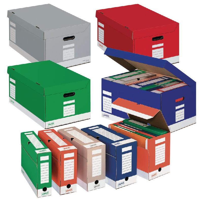 5 ETOILES Boîte archives dos 20 cm, montage automatique, kraft blanc  imprimé rouge