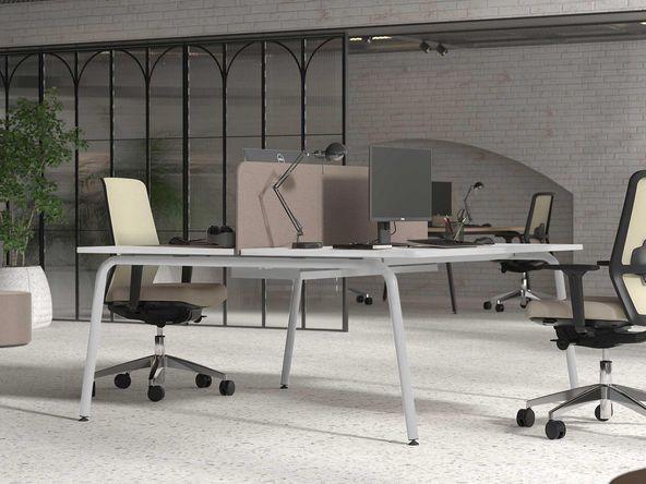 Bureau bench 2 personnes Orbe structure et plan arrondis_0