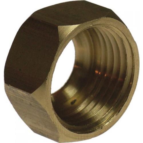 ECROU LAITON 6 PANS POUR COLLET BATTU BRUT Ø 12 - FILETAGE 15/21 BRICOZOR