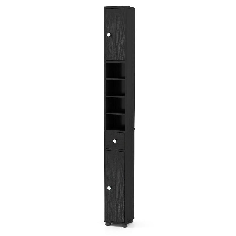 Helloshop26 - Armoire de rangement étroite 20 x 20 x 180 cm avec étagères ajustables design moderne en MDF noir 20_0015573 - noir Bois manufacturé_0