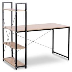 Helloshop26 - Bureau d'ordinateur 4 étagères pour bureau à domicile chêne noir 19_0000403 - 3000240988981_0