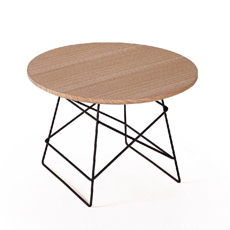 INNOVATION LIVING - GRIDS Table basse design taille M en chêne clair et métal noir_0