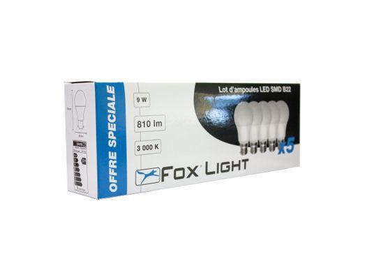 Lot de 5 ampoules led-s11 - a60 - b22 - 9w - 3 000k - 810lm_0