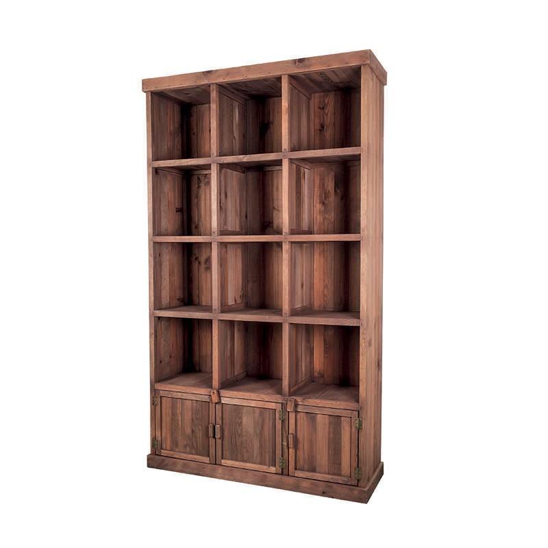 Meuble présentoir pin 12 cases 3 portes Madera - GRIS_0