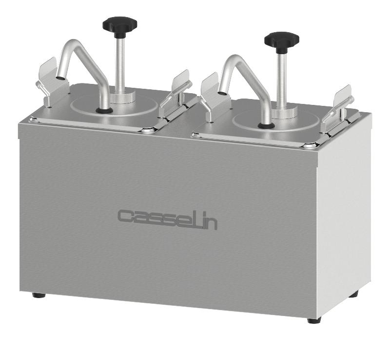 Pompe à sauce neutre double - Acier inoxydable - 2 bacs GN 1/6 - CASSELIN CPSN2_0