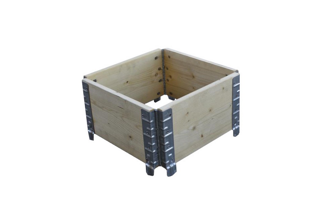 Rehausse palette en bois certifié PEFC - 400 x 400 mm - Armature acier et pliable_0
