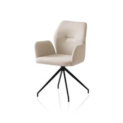 SalesFever Fauteuil | Fonction de rotation à 180° | Revêtement en tissu structuré | Cadre en métal | L 59 x P 58 x H 88 cm | beige – noir - mul_0