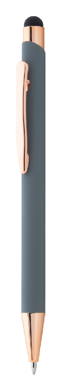 Stylo stylet en aluminium recyclé - finition caoutchoutée - détails rose doré - spécial gravure laser miroir_0