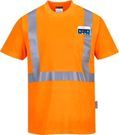 T-shirt hi-vis pocket orange S190 - XXL - Vêtement réfléchissant certifié CE avec bande réfléchissante thermocollée_0