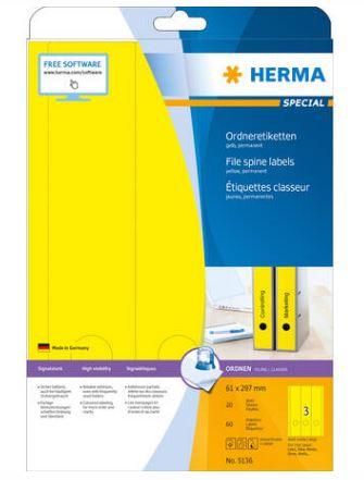 Étiquette classeur a4, 61 x 297 mm, jaunes - 5136_0
