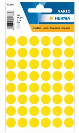 Étiquette universelle, ø 13 mm, rondes, jaunes - 1861_0