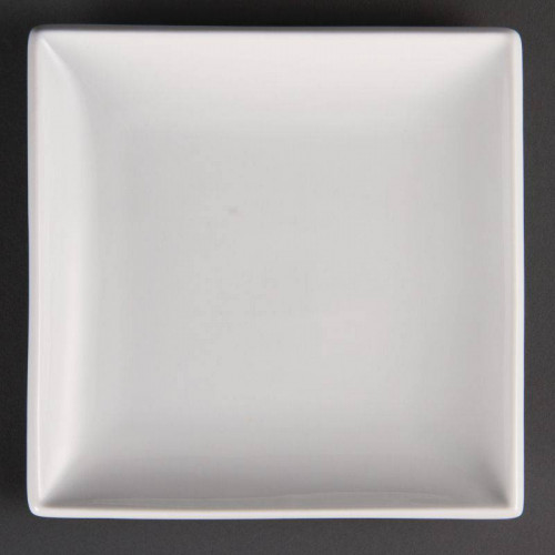 ASSIETTES CARRÉES EN PORCELAINE BLANCHE OLYMPIA 295 MM - LOT DE 6