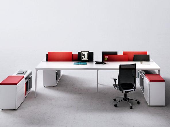 Bureau bench 4 personnes M10 Forma5 plateau bois pieds métal_0