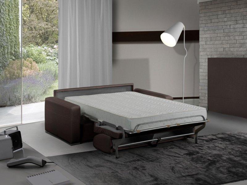 CANAPÉ LIT 3 PLACES MASTER CONVERTIBLE EXPRESS 140 CM CUIR MARRON MATELAS 18 CM INCLUS_0