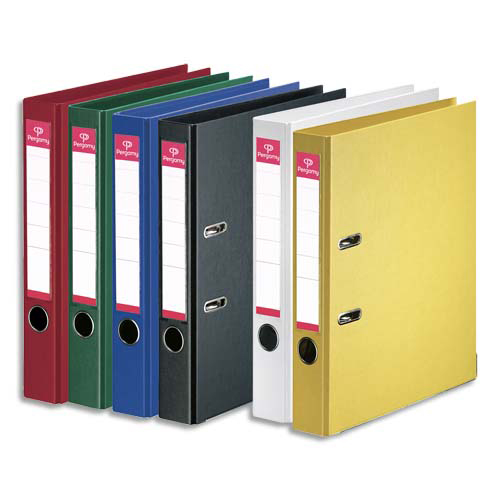 CLASSEUR A LEVIER PERGAMY - POLYPROPYLENE INTERIEUR/EXTERIEUR - DOS 5 CM - A4 - COLORIS ASSORTIS STANDARDS - LOT DE 10