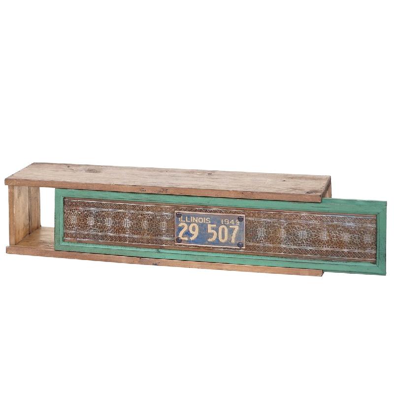 Décoshop26 - Étagère murale étagère suspendue en bois massif de pin style vintage patchwork 65 x 16 x 13 cm 04_0006787 - Bois massif 3000261895046_0