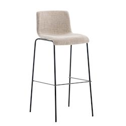 Décoshop26 - Tabouret de bar x1 design moderne empilable assise en tissu crème et 4 pieds métal noir 10_0004954 - noir 3000252378930_0