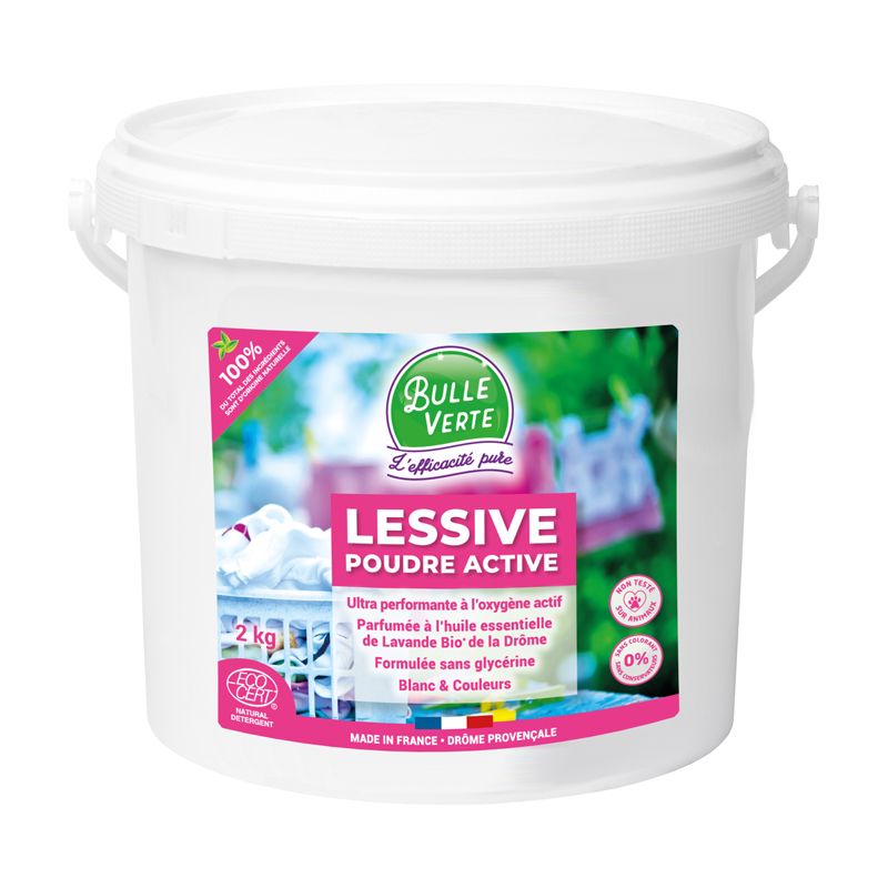 Lessive poudre active - bulle verte -  2 kilos_0