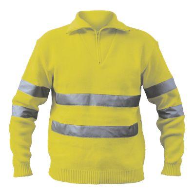 PULL DE TRAVAIL HAUTE VISIBILITÉ COL CAMIONNEUR JAUNE NEWIND_0