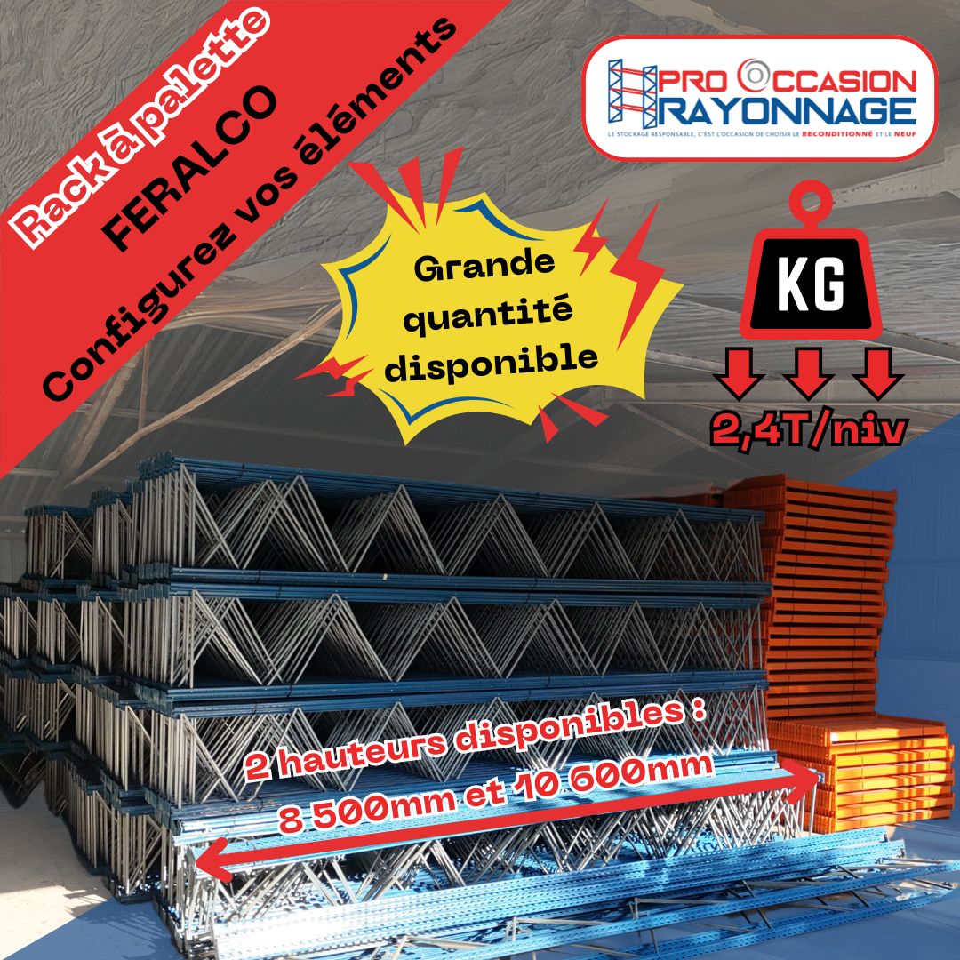 Rack à palettes sur mesure FERALCO – Configurable selon vos besoins, capacité 2,4 tonnes par niveau_0
