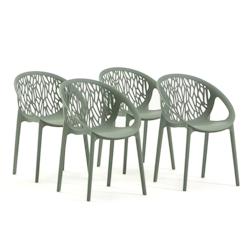 RATTATAN Set de 4 chaises en polypropylène avec fibre de verre empilables pour extérieur et jardin, bar, restaurant ou cuisine, design moderne - Lar_0