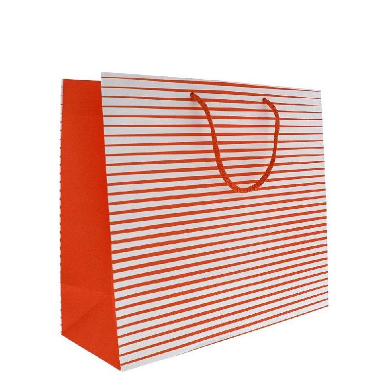 Sac papier bicolore orange et blanc 35+14x31cm - par 10_0