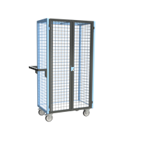 Servante grillagée 4 côtés, verrouillable, plateau bois, 850 x 500 mm, 250 kg_0