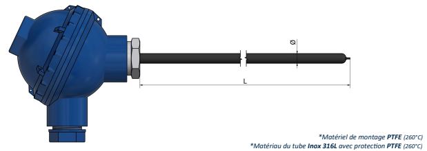 Sonde de résistivité avec tête de raccordement - Pour environnements agressifs - PH50 - Pt100, Pt500, Pt1000_0