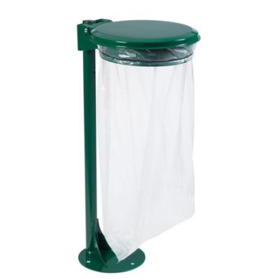 Support sac poubelle sur pied Rossignol Collecmur Essentiel vert avec couvercle 110 L_0