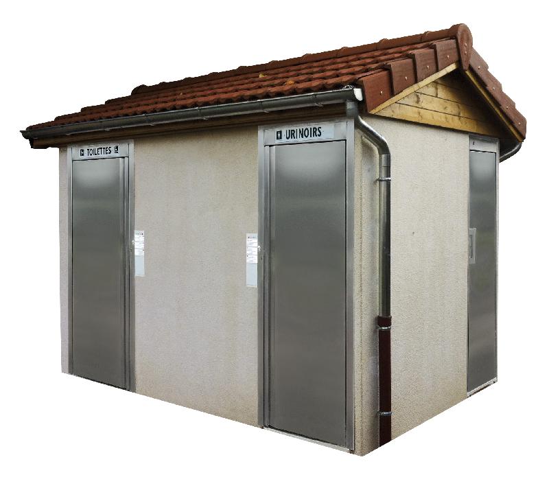 Toilette - réf. 2016 - Charpente 2 pans - Cabine WC PMR, cabine standard ou 2 urinoirs avec local technique_0