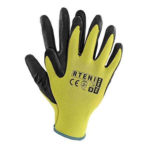 REIS RTENI_YB9 - Lot de 12 gants de protection jaune/noir - Taille 9 - Résistant à l'usure et flexible_0