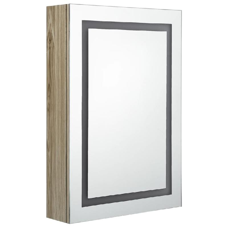 ARMOIRE DE SALLE DE BAIN À MIROIR LED 50X13X70 CM CHÊNE 02_0006588_0