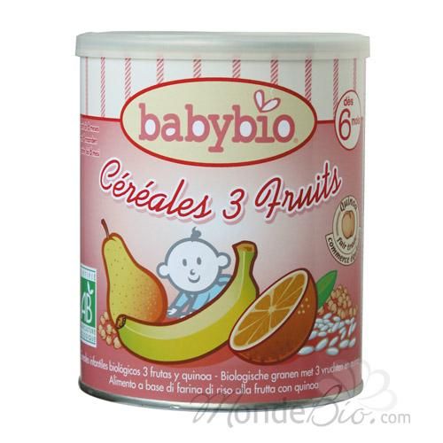 BABYBIO - CÉRÉALES 3 FRUITS AVEC QUINOA DÈS 6 MOIS 220G