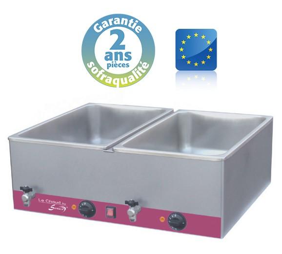 Bain-marie GN 2/1 avec vidange - Gamme CBS - 2x 21L - ACBM153 - 2 zones de chauffe indépendantes_0