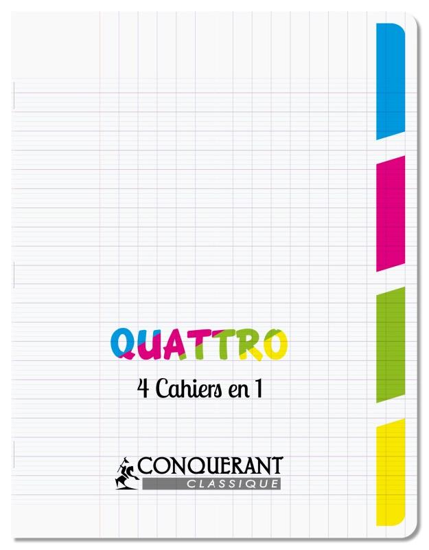 CONQUERANT Lot de 10 Cahier Quattro Classique PP piqué 17x22, 96p./48 feuilles 90g/m², Séyès, incolore - 3020120255057_0