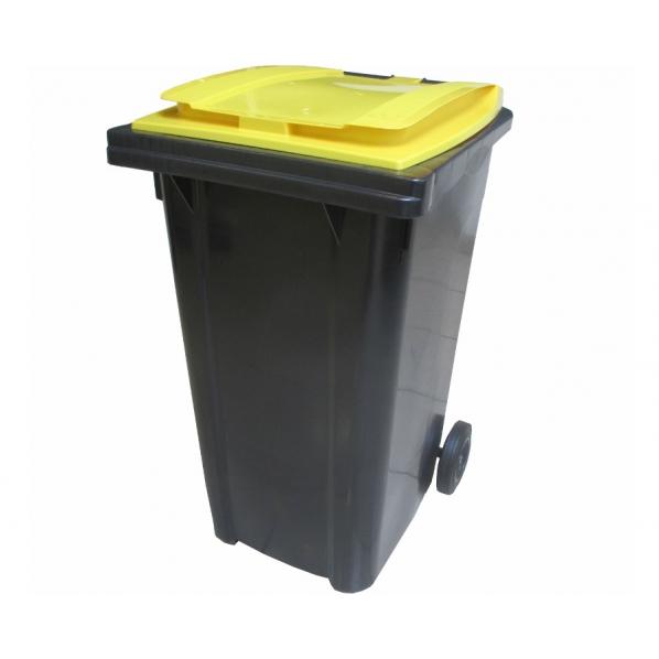 Conteneur poubelle bicolore - 240 litres gris / jaune
