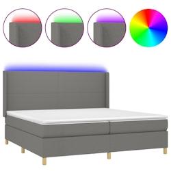 Décoshop26 - Lit 200x200 cm en tissu gris foncé avec cadre LED, tête de lit réglable, sommier et matelas TDL0208303_0