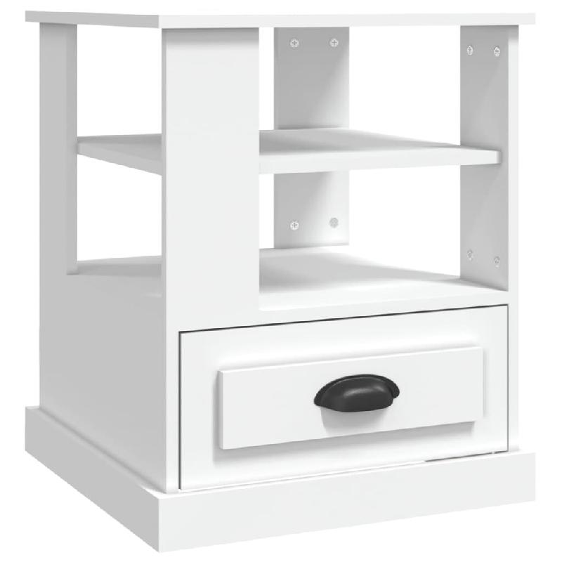 Décoshop26 - Table d'appoint chevet avec étagères et tiroir 50 x 50 x 60 cm bois d'ingénierie blanc DEC032362 - blanc Bois massif 3000258947277_0
