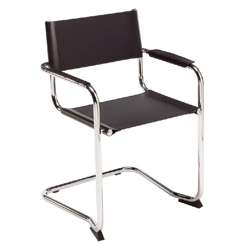 FAUTEUIL VISITEUR FUTURA - CUIR REGÉNÉRÉ - NOIR (PRIX À L'UNITÉ)