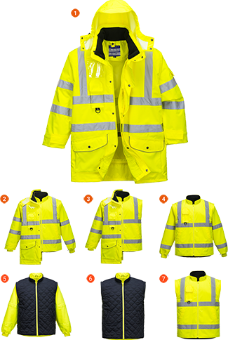 Parka hi-vis 7-en-1 jaune S427 - Taille 6XL - Respirant, imperméable et certifié CE_0