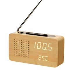 Radio Réveil en Bois Multifonction Rétro Horloge Electronique Muet YONIS - beige 3615616786780_0