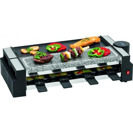 Rg 3678 Raclette Grill 2 en 1 Clatronic - Grille raclette avec pierre chaude et plaque tournante en fer pour 4 personnes_0