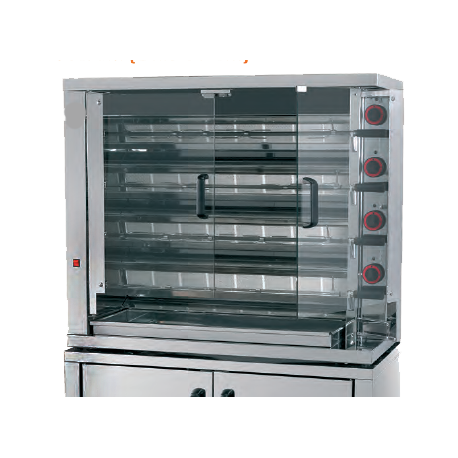Rôtissoire à gaz 20/24 poulets - 4 broches - Référence EKO420 - Tout inox - 28 kW_0