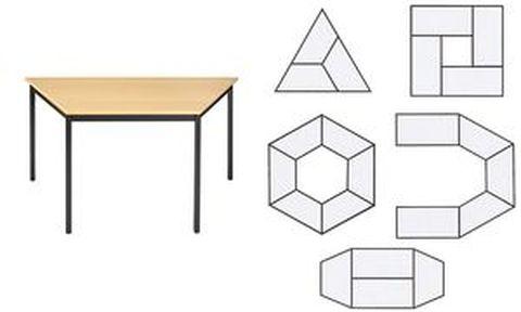 SODEMATUB - Table de réunion modulaire 126THN, trapézoïdale, hêtre/noir, châssis en acier avec pieds de nivellement_0