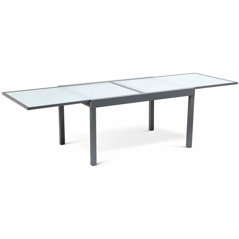 TABLE DE JARDIN EXTENSIBLE EN VERRE TREMPÉ GRIS GRIS Comparer les