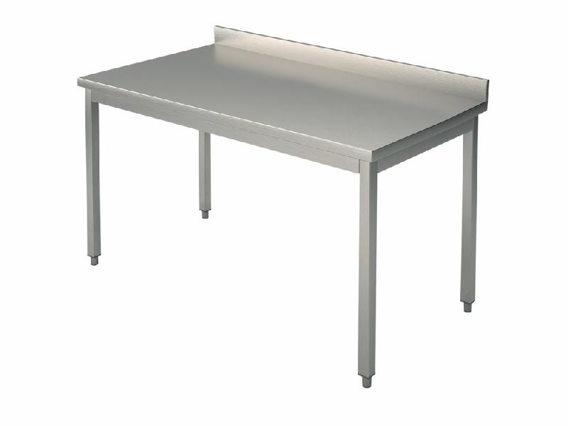 Table inox de travail sans étagère, avec dosseret, 700x700 mm - STLTA7070_0