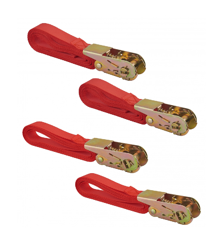 Thirard Lot de 4 sangles de serrage, à cliquet, rouge (3mx2 et 5mx2) - rouge 3150262906088_0
