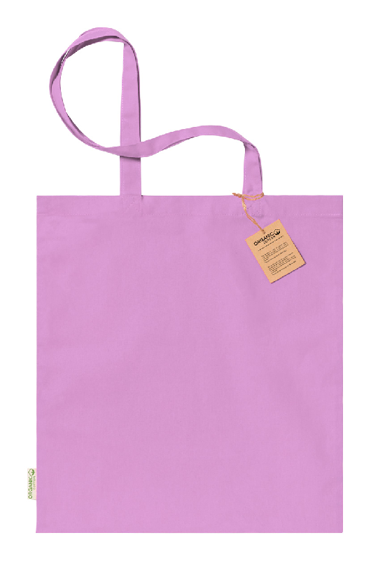 Tote bag publicitaire en coton biologique - longues poignées - 140 g/m² - rose - 65g_0